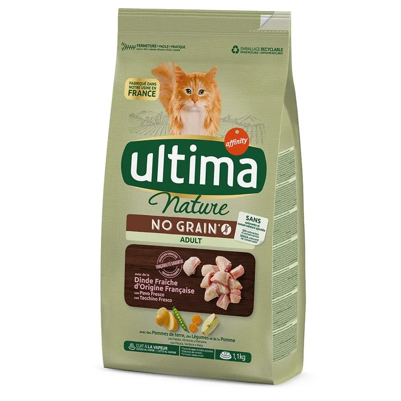 Ultima Cat Nature No Grain Adult Tacchino Crocchette per gatto (Set %: 2 x 1,1 kg)