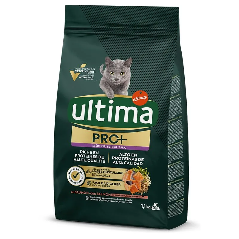 Ultima Cat PRO+ Sterilized Salmone Crocchette per gatto (Set %: 2 x 1,1 kg)