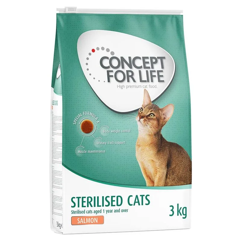 Multipack risparmio! 2 x Concept for Life Crocchette per gatti (2 x 3 kg Sterilised Cats Salmone)