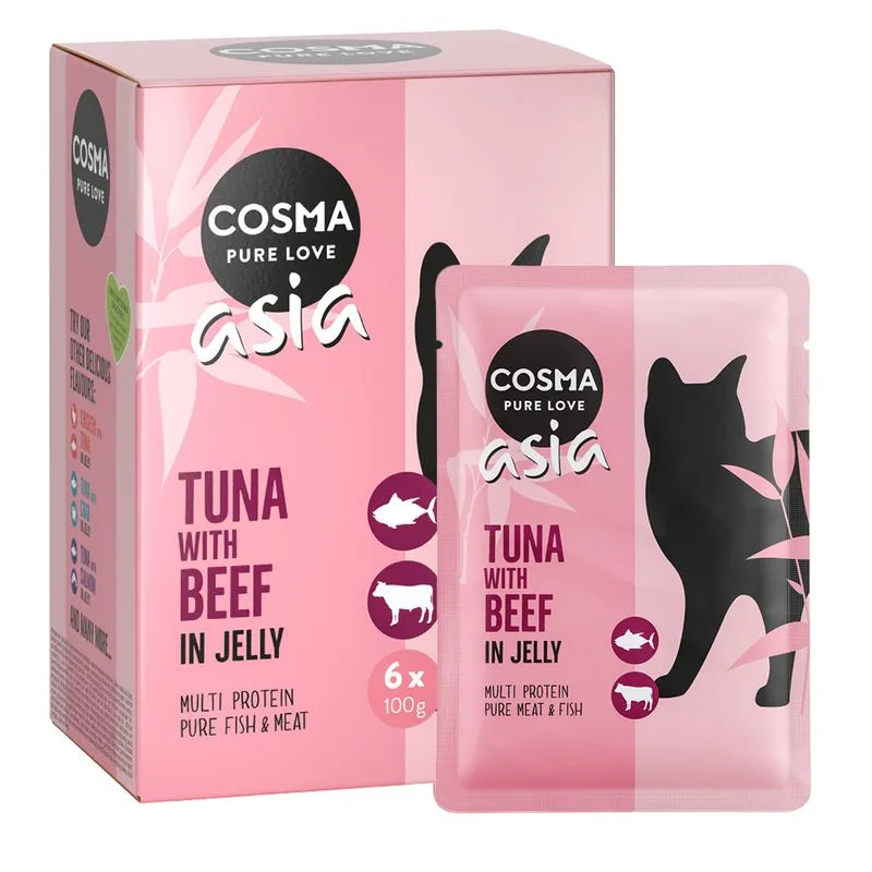 Cosma Asia in busta 12 x 100 g Alimento umido per gatti (Tonno con Manzo)