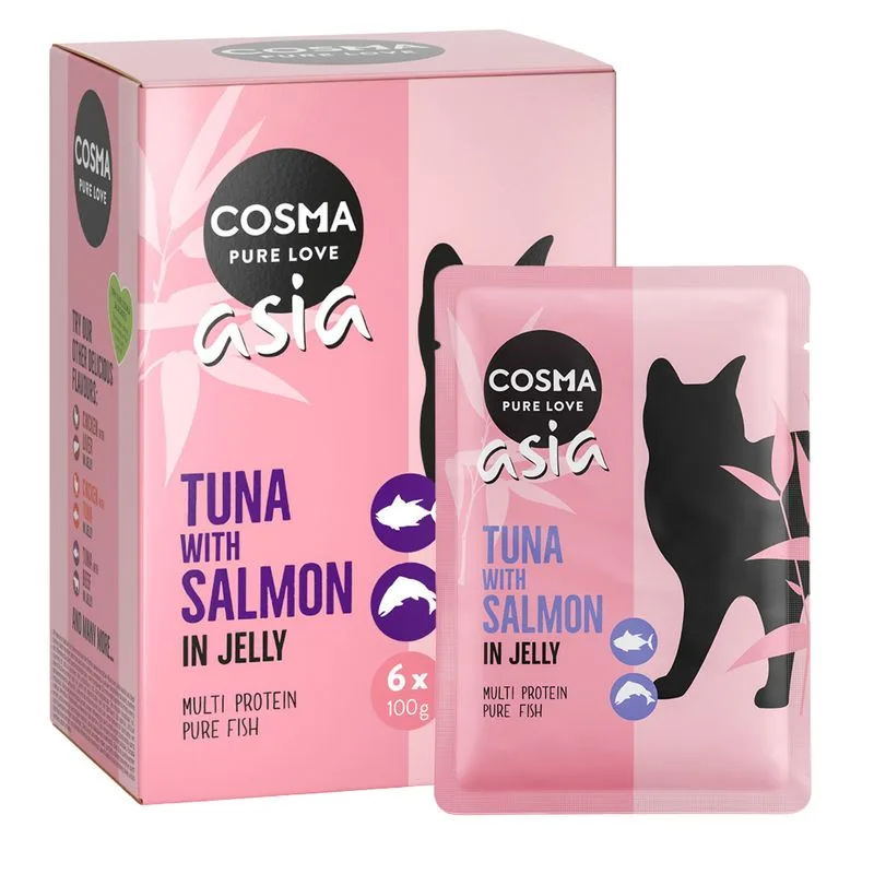 Cosma Asia in busta 12 x 100 g Alimento umido per gatti (Tonno con Salmone)