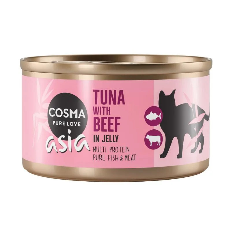 Cosma Asia in gelatina 12 x 85 g umido gatto (Tonno con Manzo)