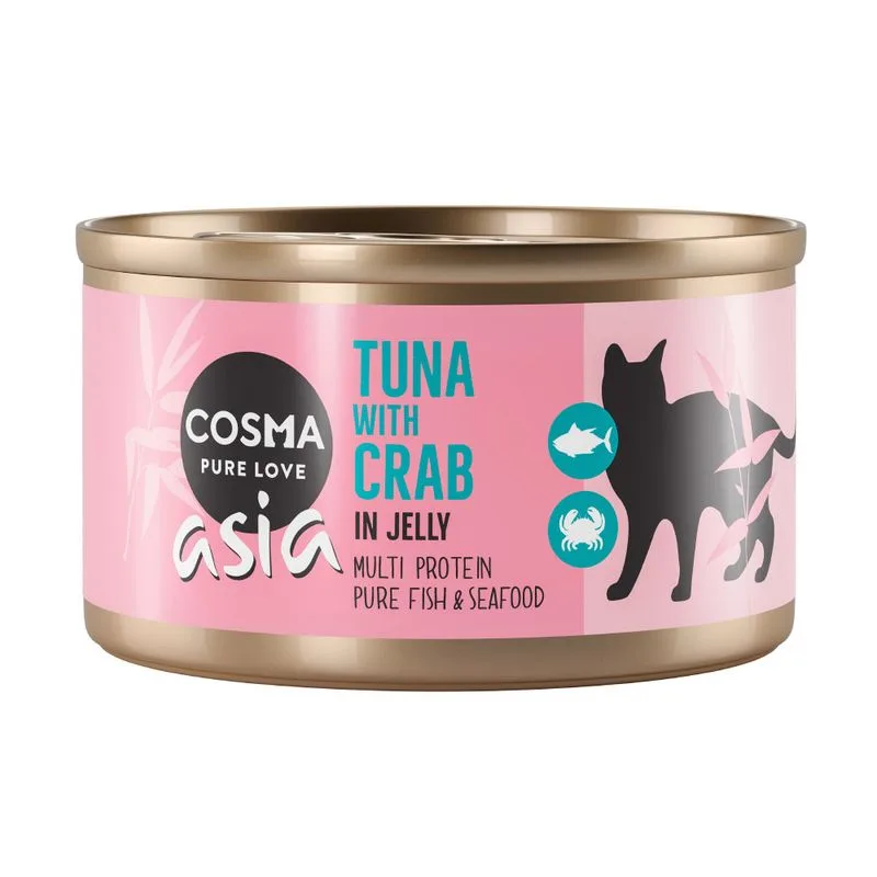 Cosma Asia in gelatina 12 x 85 g umido gatto (Tonno con Polpa di granchio)