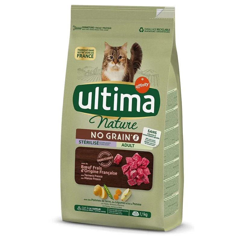 Ultima Nature No Grain Sterilized Manzo Crocchette per gatti (Set %: 4 x 1,1 kg)
