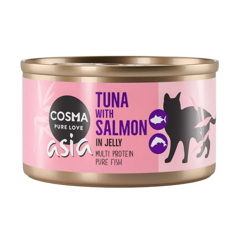 Cosma Asia in gelatina 12 x 85 g umido gatto (Tonno con Salmone)
