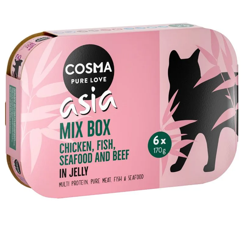 Cosma Asia in gelatina 24 x 170 g Alimento umido per gatti (Mix: 4 gusti al Tonno + 1 gusto al Pollo - NOVITÀ)