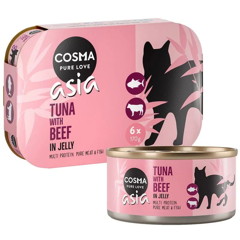 Cosma Asia in gelatina 24 x 170 g Alimento umido per gatti (Tonno con Manzo - NOVITÀ)