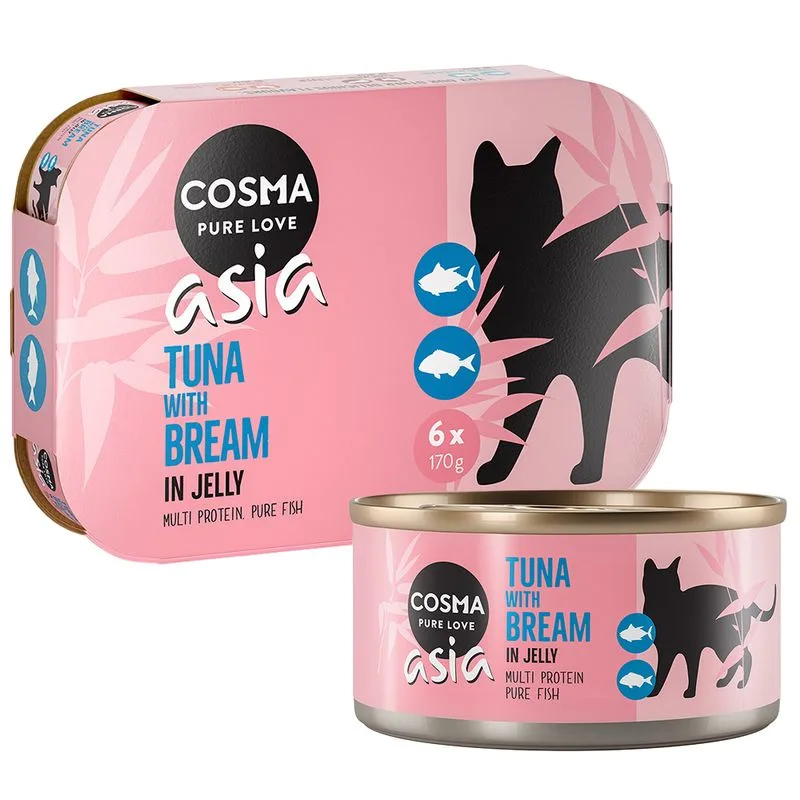 Cosma Asia in gelatina 24 x 170 g Alimento umido per gatti (Tonno con Nemiptero)