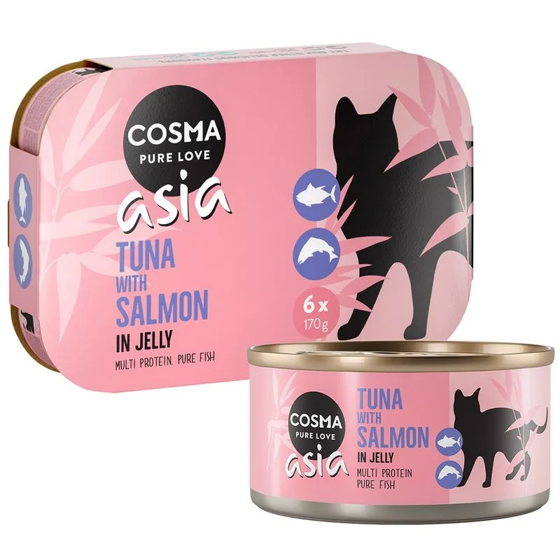 Cosma Asia in gelatina 24 x 170 g Alimento umido per gatti (Tonno con Salmone - NOVITÀ)
