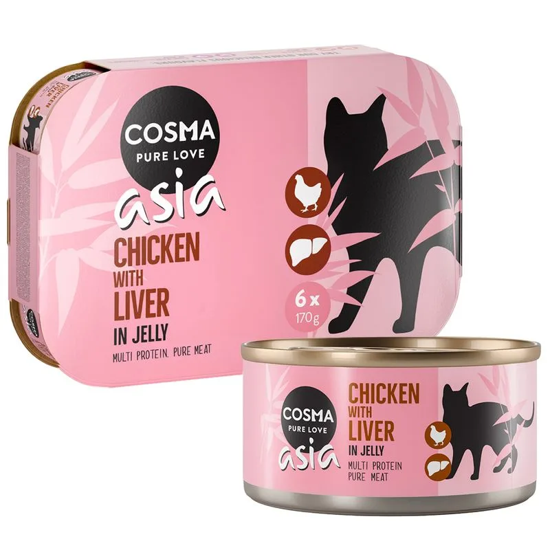Cosma Asia in gelatina 6 x 170 g Alimento umido per gatto (Pollo con Fegato di pollo)