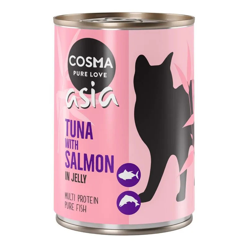 Cosma Asia in gelatina 6 x 400 g Alimento umido per gatti (Tonno con Salmone)