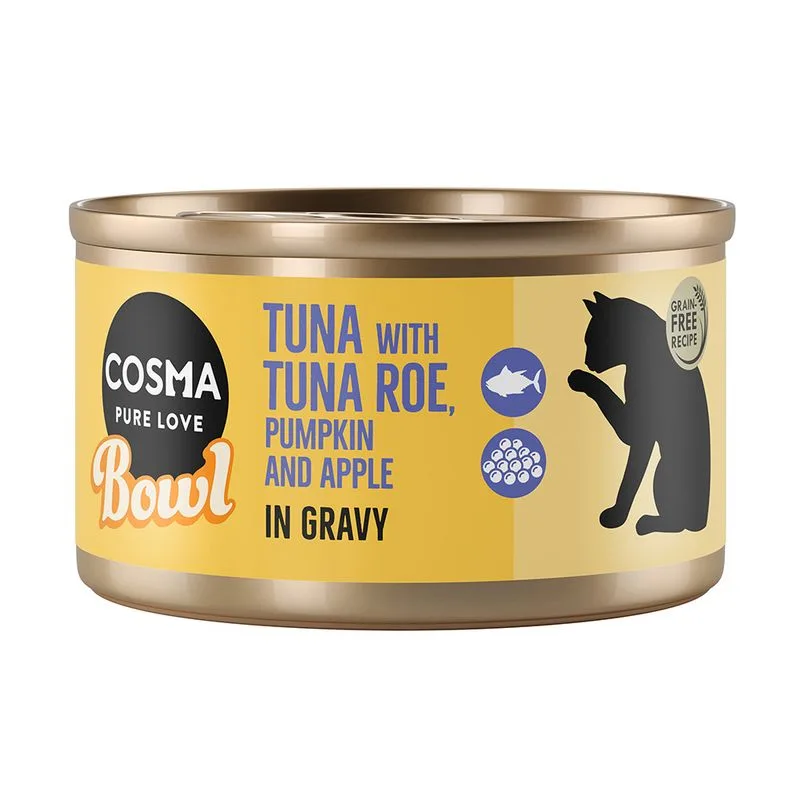 Cosma Bowl 12 x 80 g Alimento umido per gatto (Tonno con Bottarga)