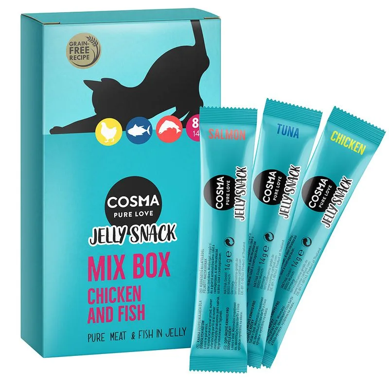 Cosma Jelly Snack 8 x 14 g (Mix 1: 3x Pollo, 3x Tonno, 2x Salmone)