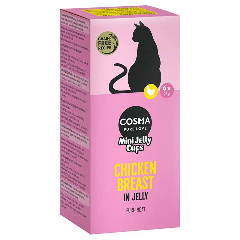 Cosma Mini Jelly Cups 24 x 25 g Snack per gatto (Petto di Pollo)