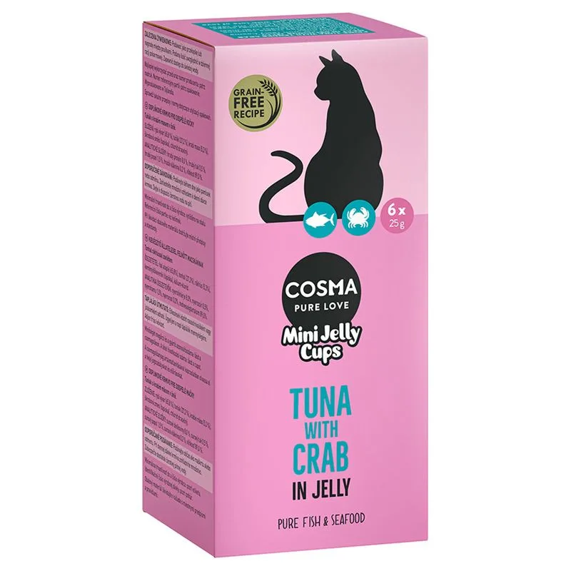 Cosma Mini Jelly Cups 24 x 25 g Snack per gatto (Tonno e Granchio)