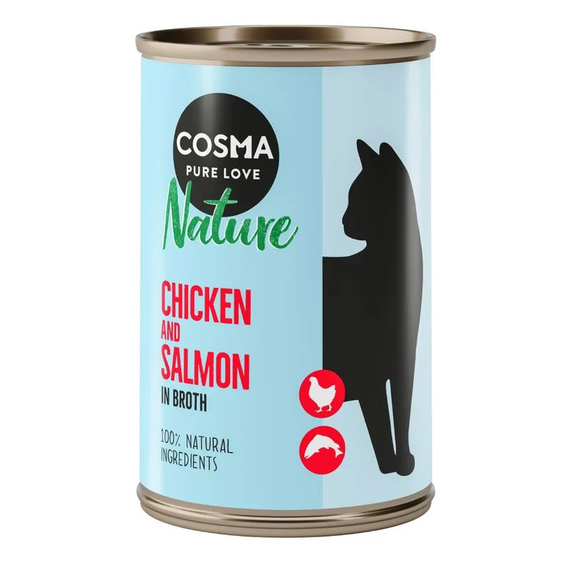 Cosma Nature 24 x 140 g Alimento umido per gatti (Pollo & Salmone)