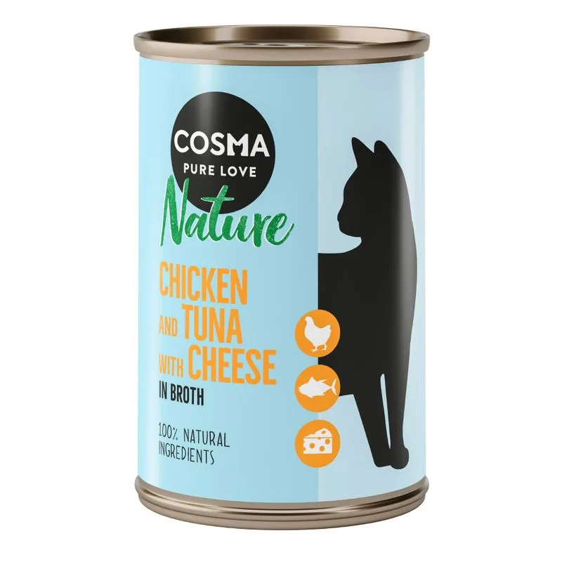 Cosma Nature 24 x 140 g Alimento umido per gatti (Pollo & Tonno con Formaggio)