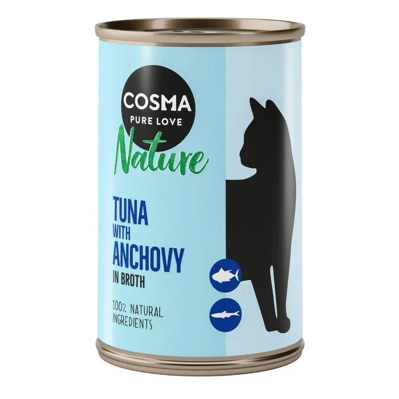 Cosma Nature 24 x 140 g Alimento umido per gatti (Tonno con Alici intere)