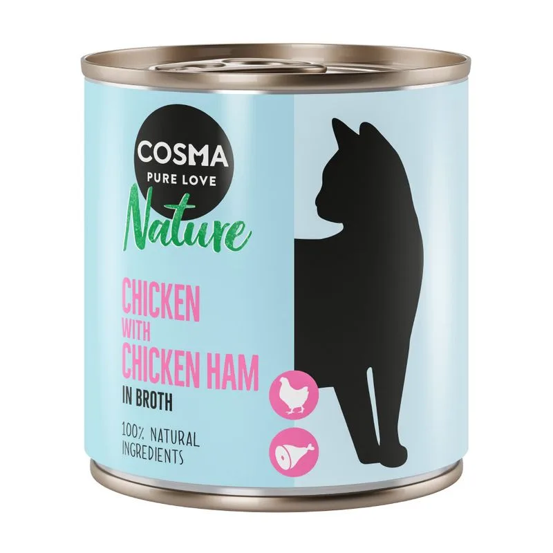 Cosma Nature 24 x 280 g Alimento umido per gatti (Pollo & Prosciutto di Pollo)