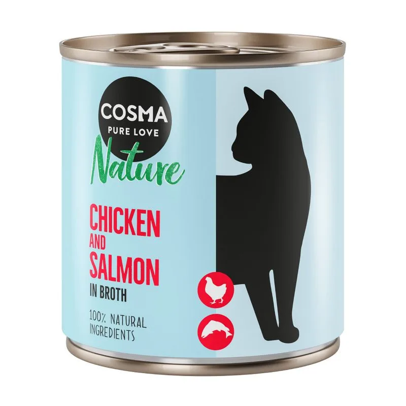 Cosma Nature 24 x 280 g Alimento umido per gatti (Pollo & Salmone)