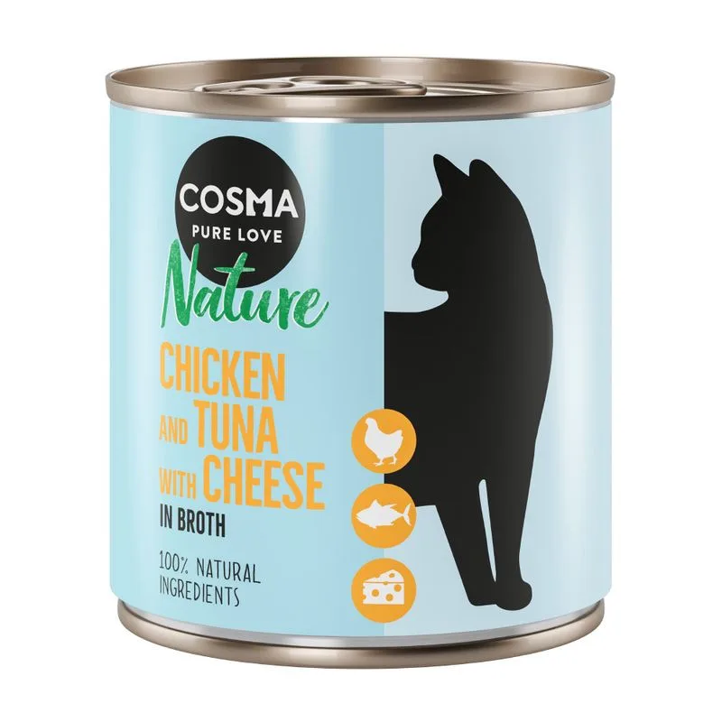 Cosma Nature 24 x 280 g Alimento umido per gatti (Pollo & Tonno con Formaggio)