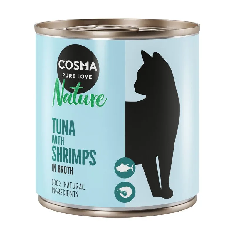 Cosma Nature 24 x 280 g Alimento umido per gatti (Tonno & Gamberetti)