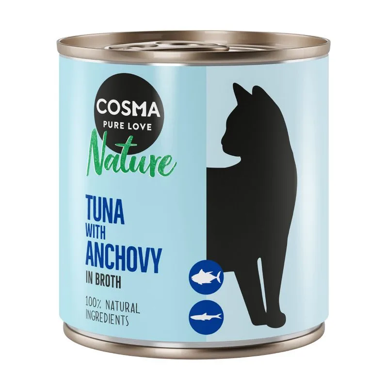 Cosma Nature 24 x 280 g Alimento umido per gatti (Tonno con Alici intere)