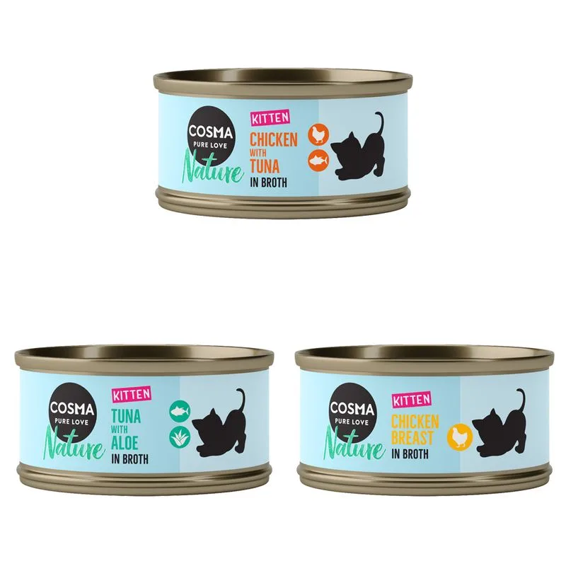 Cosma Nature Kitten 6 x 70 g (Mix: Pollo, Pollo & Tonno, Tonno & Aloe vera)