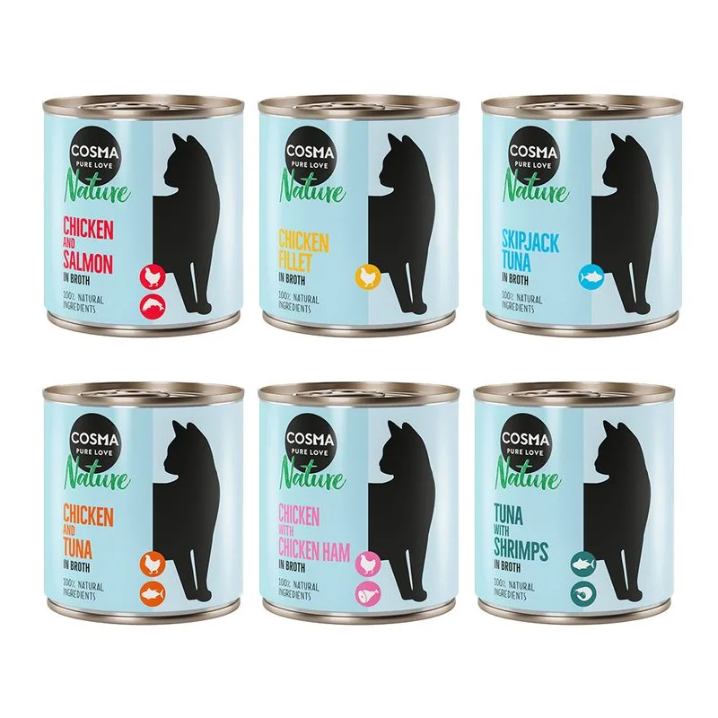 Cosma Nature Pacco misto umido per gatto (6 x 280 g Adult: 2 gusti Tonno + 4 gusti Pollo)