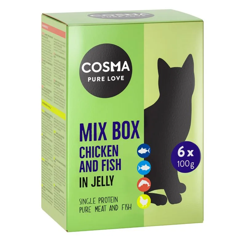 Cosma Original Buste 48 x 100 g (Mix: 1 x Tonno del Pacifico, 1 x Tonno Skipjack, 2 x Salmone, 2 x Pollo)