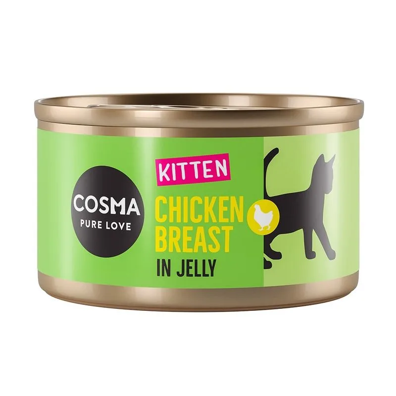 Cosma Original Kitten 6 x 85 g Alimento umido per gatti (Petto di Pollo)