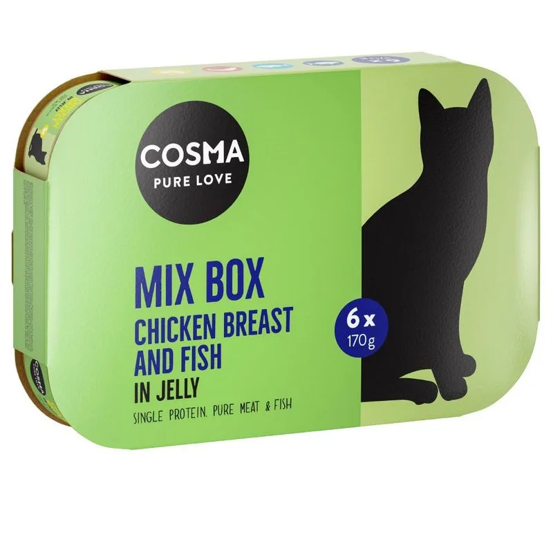 Cosma Original in gelatina 48 x 170 g (Mix 2: 4 Tonno del Pacifico + 4 Tonno Skipjack + 8 Pollo + 8 Salmone)