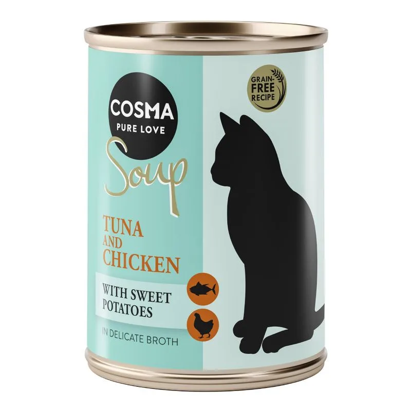 Cosma Soup 24 x 100 g umido gatto (Tonno e Pollo con Patate dolci)