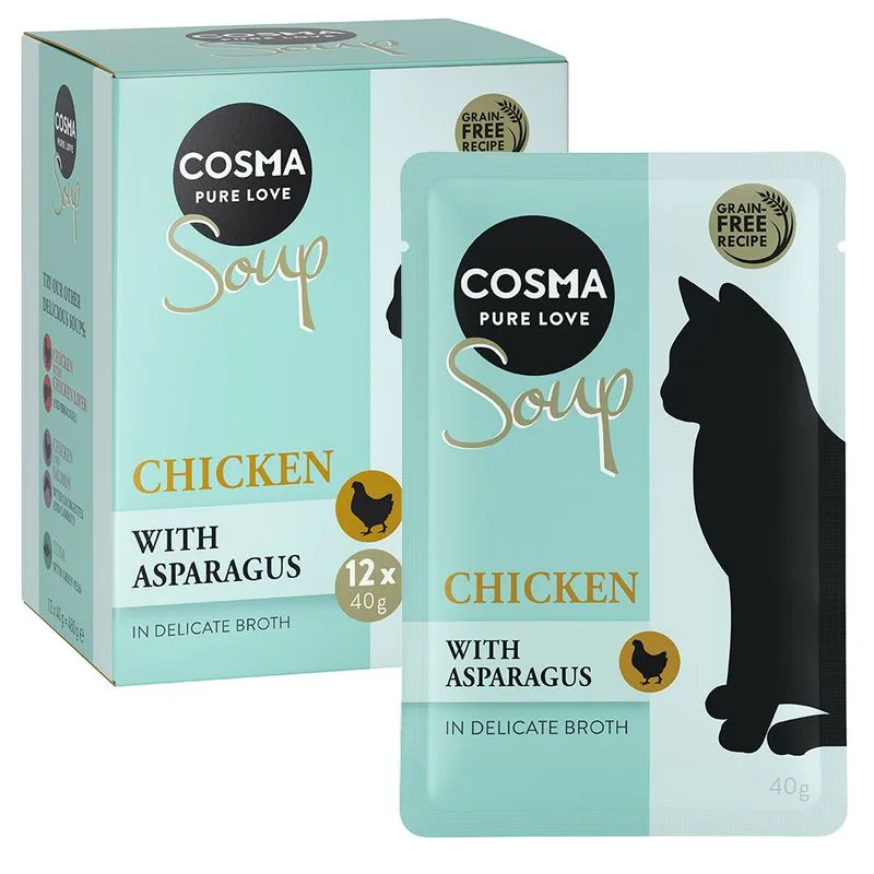 Cosma Soup 24 x 40 g Alimento umido per gatti (Petto di Pollo con Asparagi)
