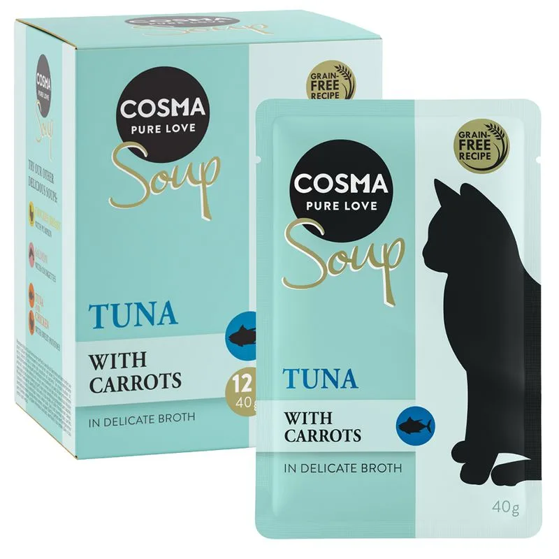 Cosma Soup 24 x 40 g Alimento umido per gatti (Tonno con carote)