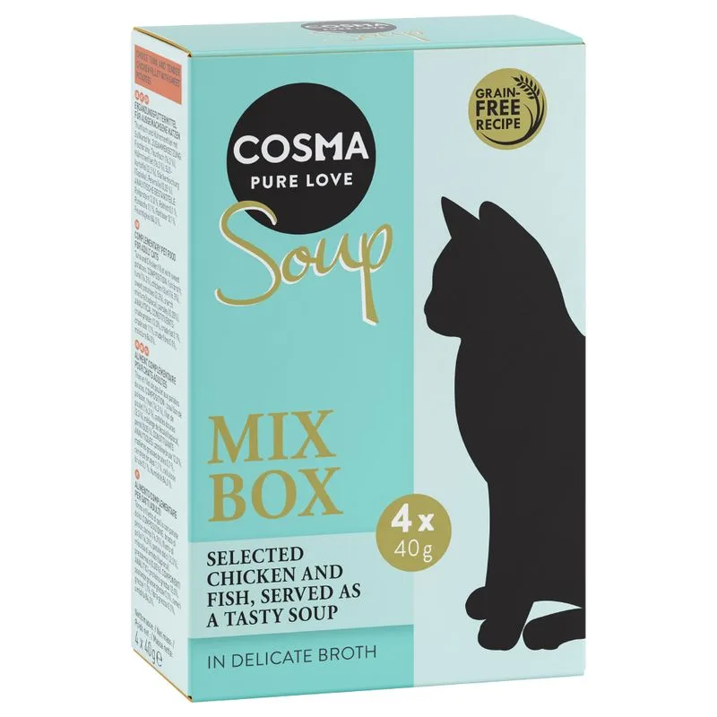 Cosma Soup pacco misto umido per gatto (Mix 1 : Pollo, Salmone, Tonno, Petto di Pollo & Tonno)