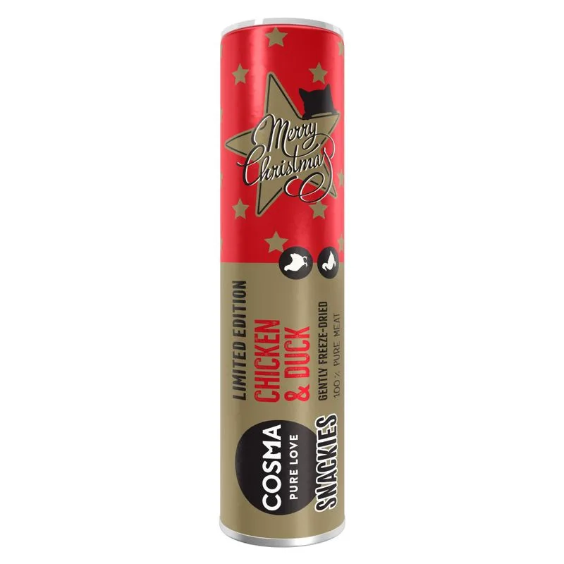 Multipack risparmio! 5 x Cosma Snackies Snack per gatti (5 x Christmas Edition Pollo & Anatra (125 g))