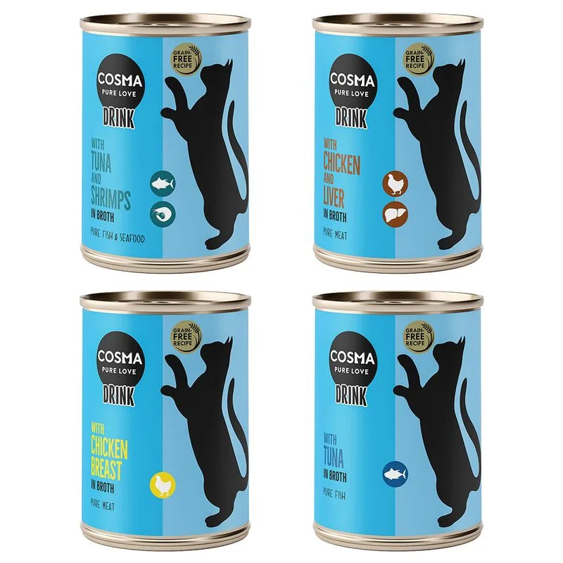Multipack risparmio! Cosma Drink 24 x 100 g Bevanda snack per gatto (Mix: 4 gusti)