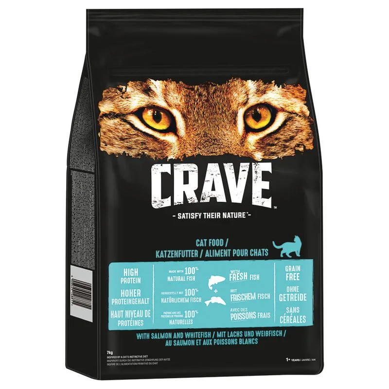 Crave con Salmone e Pesce bianco Crocchette per gatto (Set %: 2 x 7 kg)