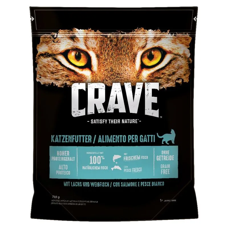 Crave con Salmone e Pesce bianco Crocchette per gatto (Set %: 6 x 750 g)
