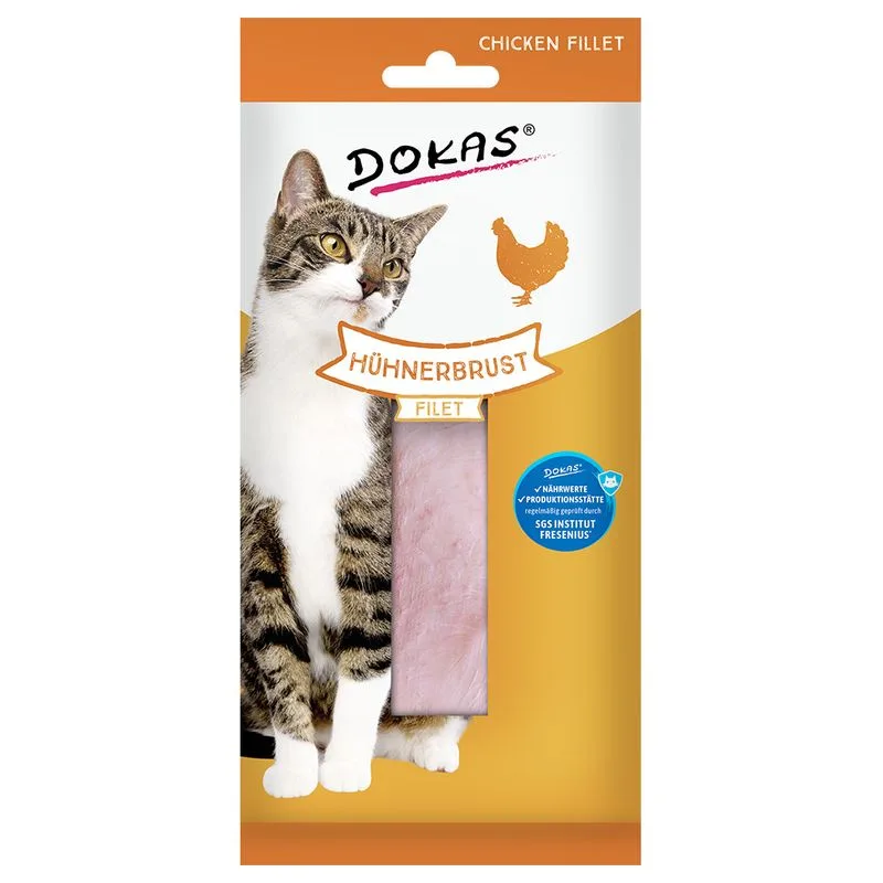 Dokas Filetto di petto di pollo Snack per gatto (Set %: 2 x 22 g)