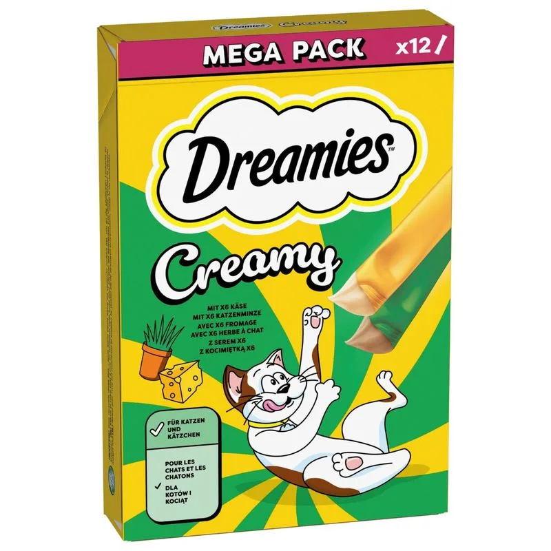 Catisfactions Dreamies Creamy (Set %: 84 x 10 g Erba gatta & Formaggio)