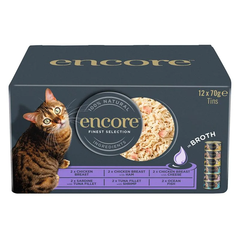 Encore Pacco misto in brodo in lattina 24 x 70 g Umido gatto (Mix: Finest Selection)