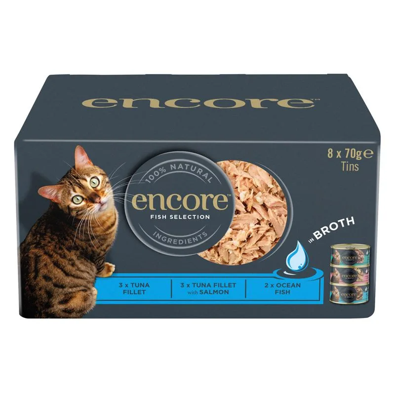 Encore Pacco misto in lattina 8 x 70 g Umido gatto (Selezione di Pesce)