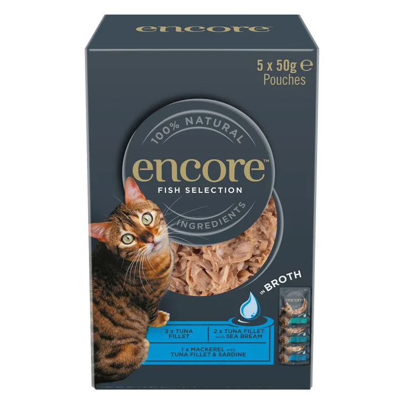 Encore in brodo Pacco misto buste 20 x 50 g Umido gatto (Selezione di Pesce)