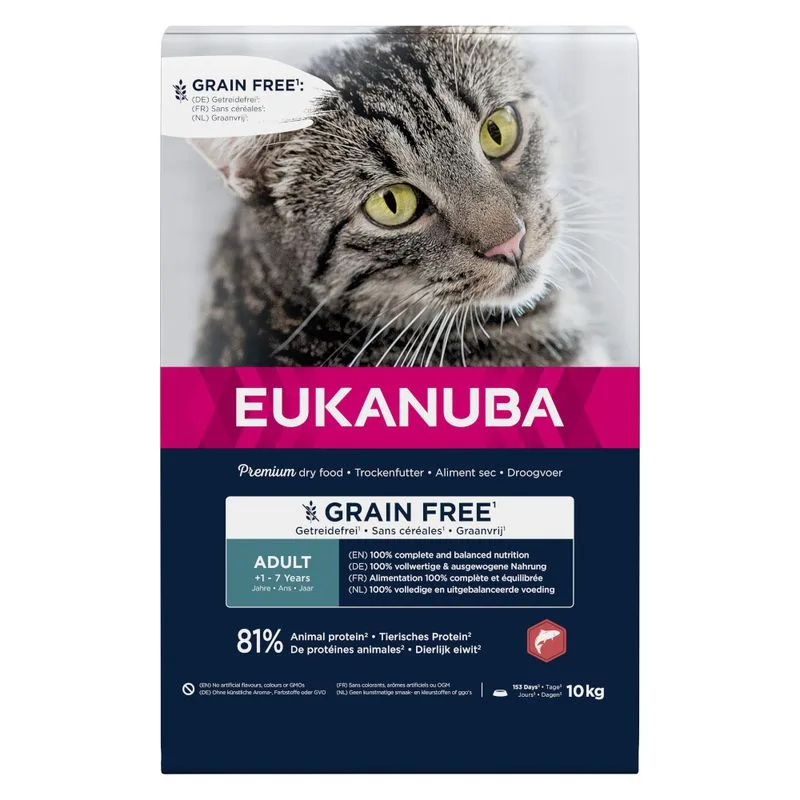 Eukanuba Adult Grain Free Salmone Crocchette per gatto (Set %: 2 x 10 kg)