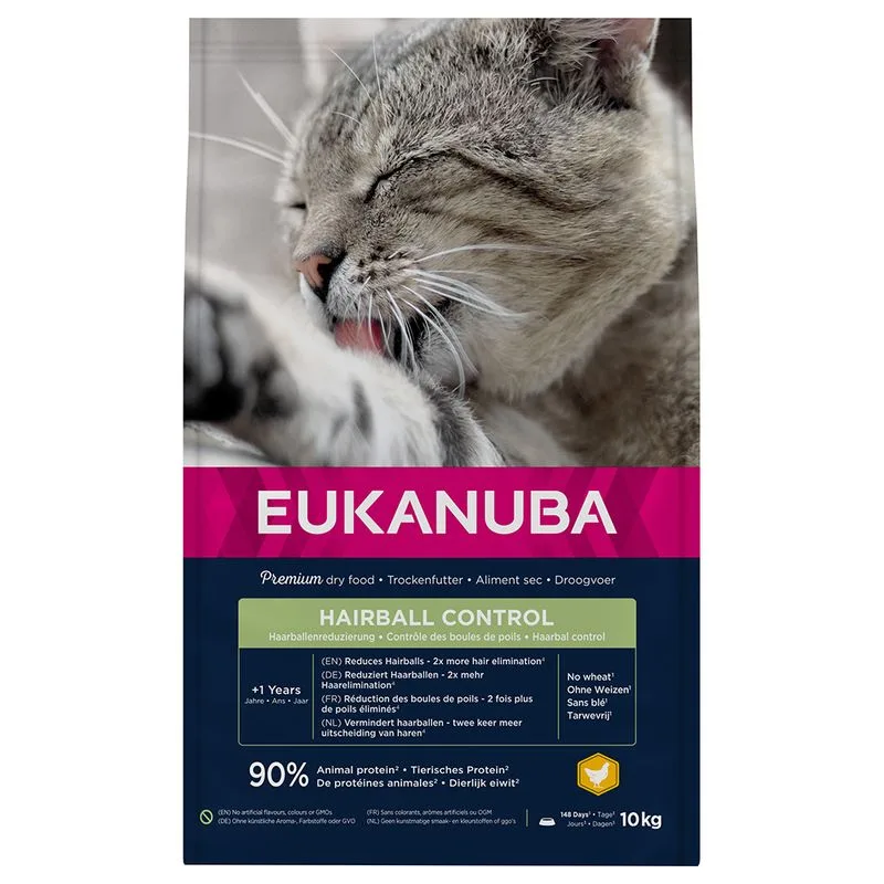 Eukanuba Adult Hairball Control Crocchette per gatti (Set %: 2 x 10 kg)