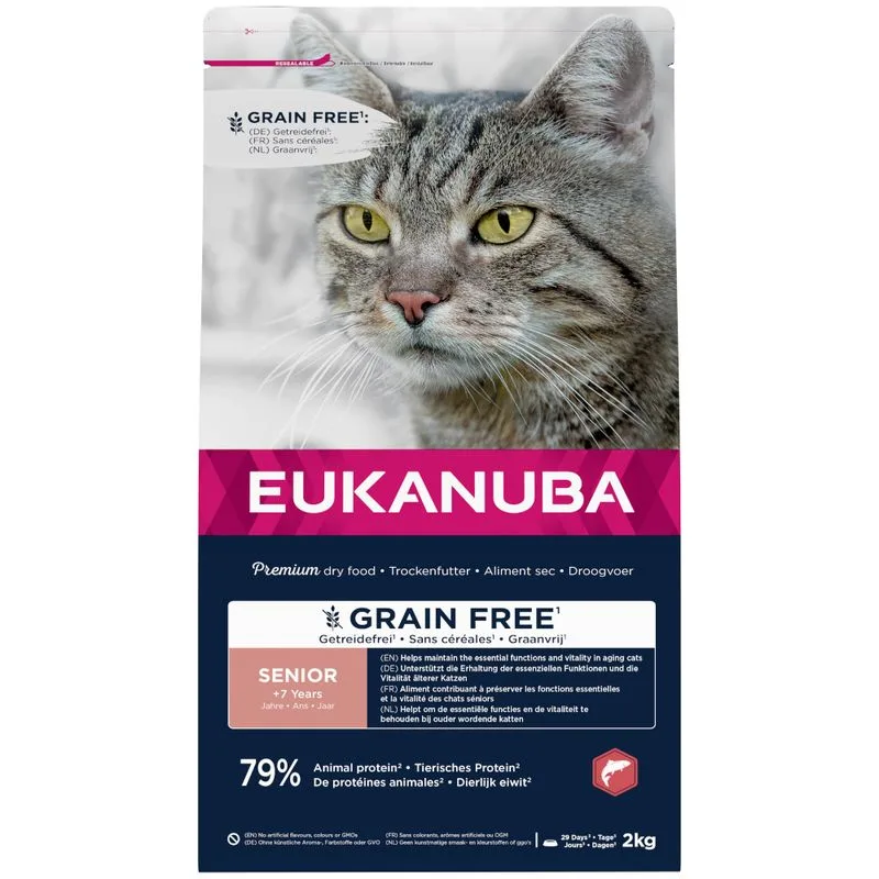 Eukanuba Senior Grain Free Salmone Crocchette per gatto (Set %: 2 x 10 kg)