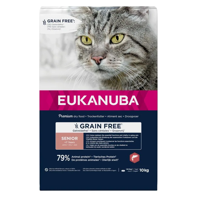 Eukanuba Senior Grain Free Salmone Crocchette per gatto (Set %: 2 x 2 kg)