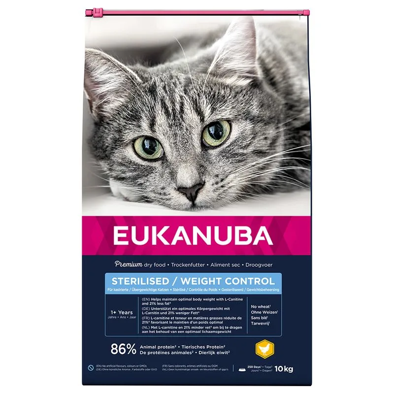 Eukanuba Sterilised / Weight Control Adult Crocchette per gatti (Set %: 2 x 10 kg)